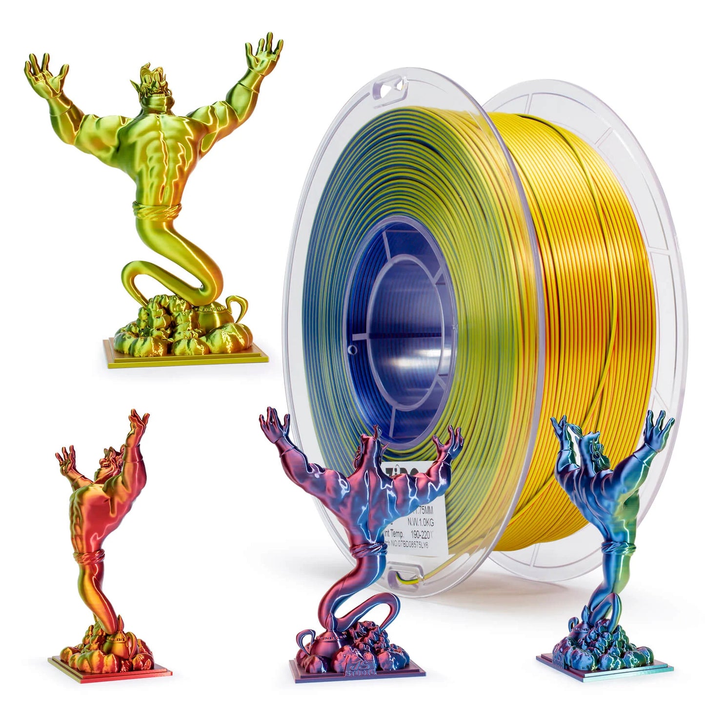 Ziro Tri Colour Silk Fast PLA Filament Aurora 1KG