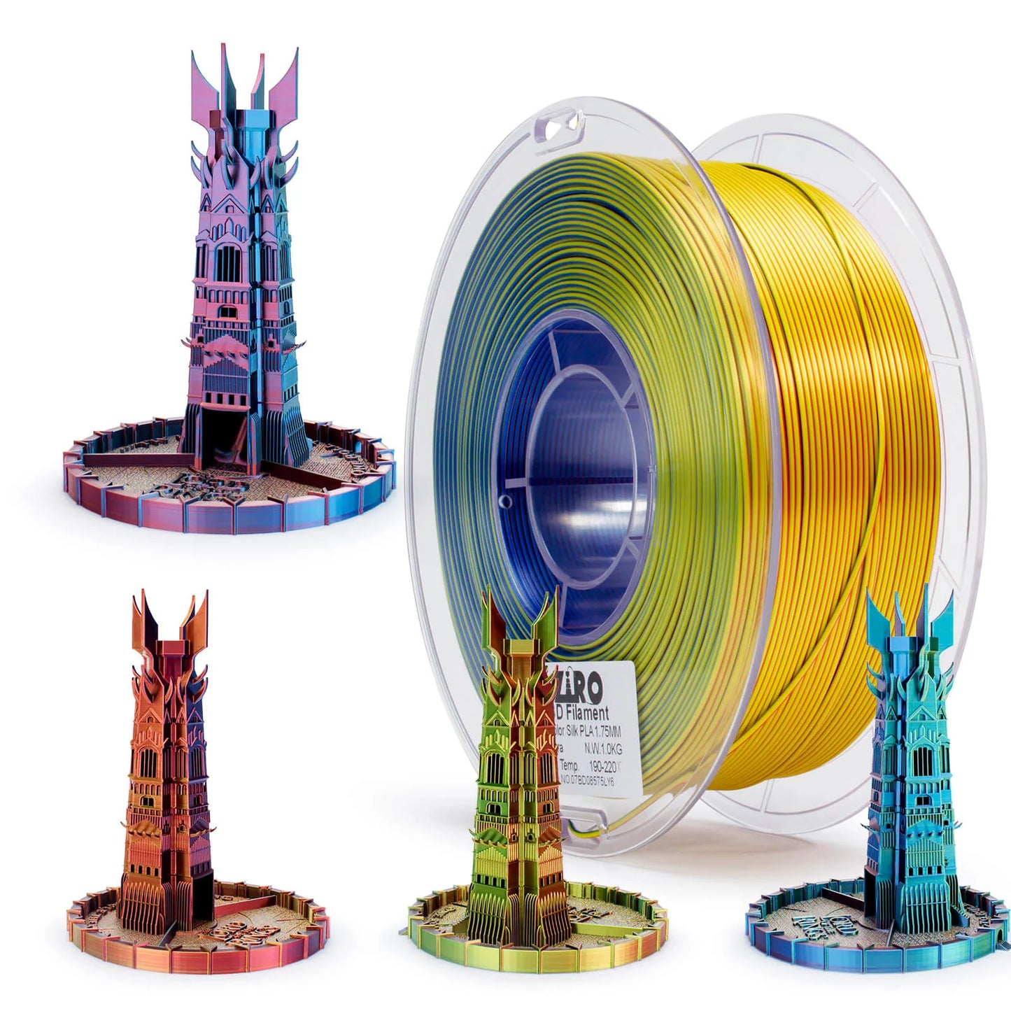 Ziro Tri Colour Silk Fast PLA Filament Aurora 1KG