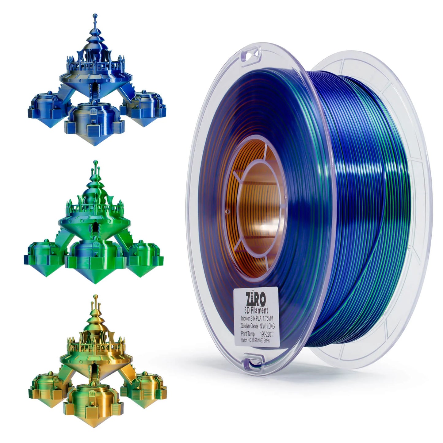 Ziro Tri Colour Silk Fast PLA Golden Oasis 1KG