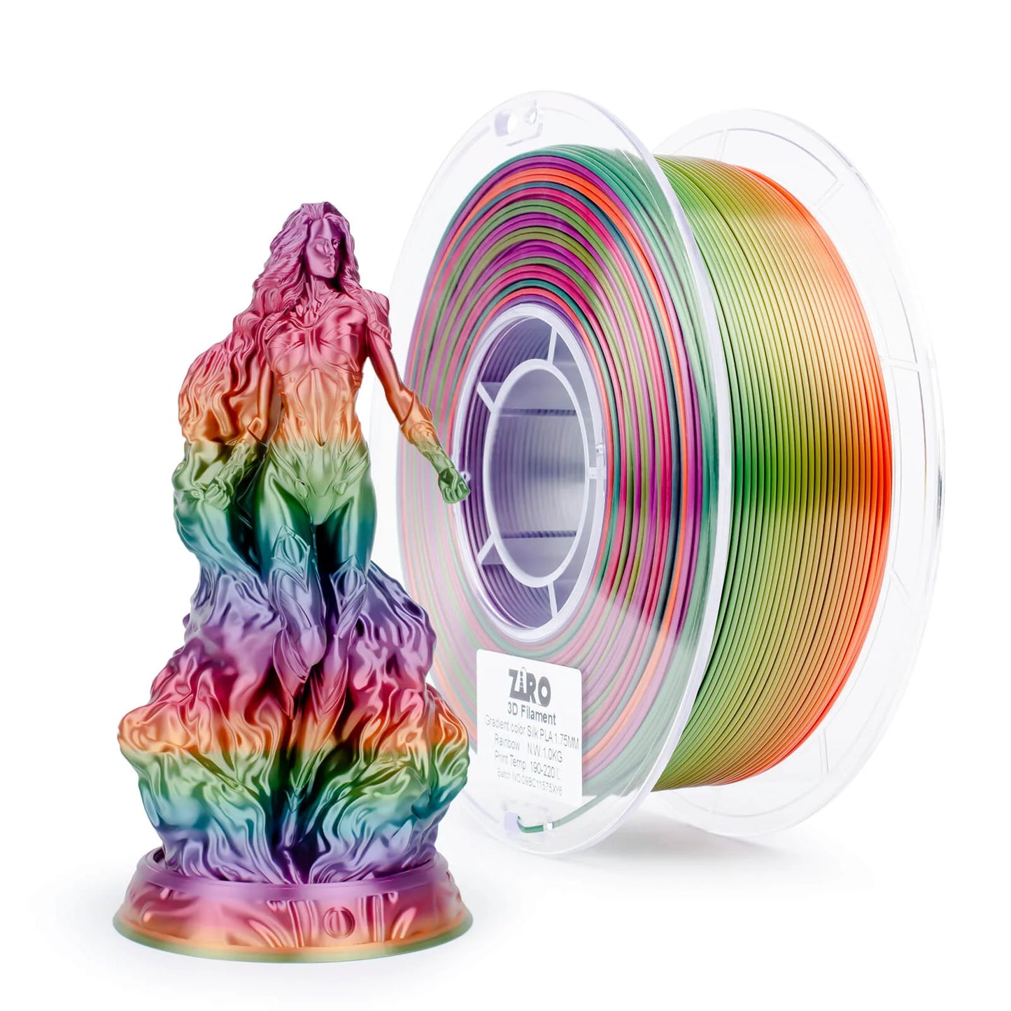 Ziro Gradient Silk Fast PLA Filament Rainbow 1KG